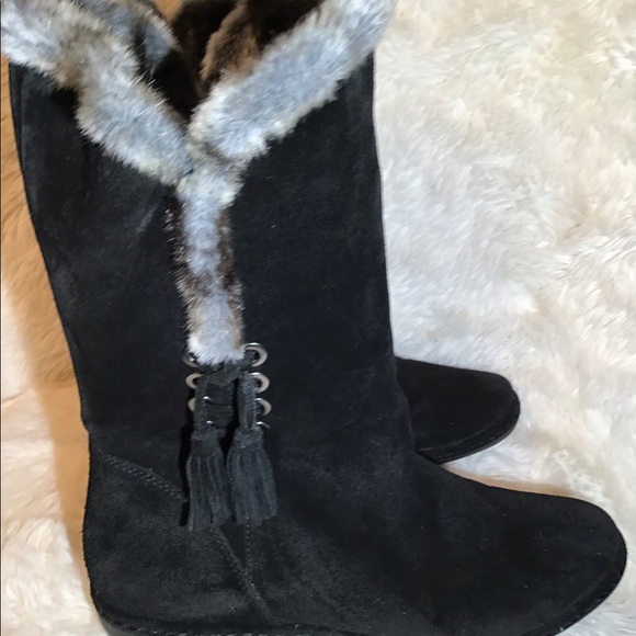 Stuart weitzman black faux suede boots size 9 - Picture 2 of 8